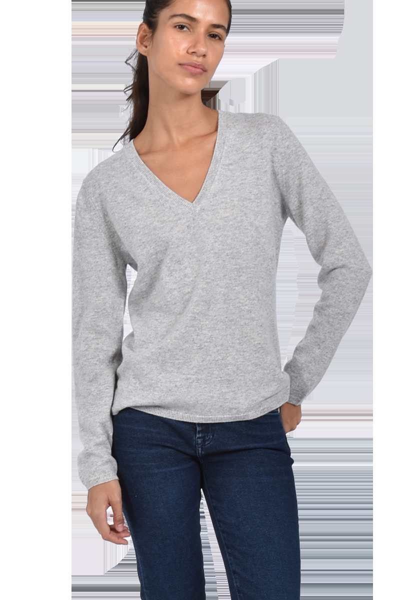 INSIEME Klassischer V-Ausschnitt-Pullover aus 100% Cashmere mit Maschendetail im Rücken von INSIEME Großer Ausverkauf