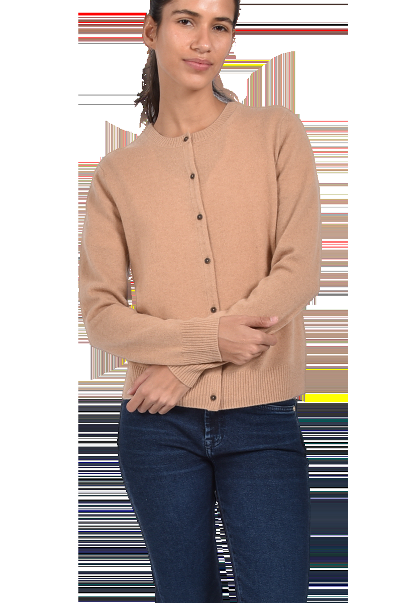 INSIEME Klassische Rundhalsjacke aus 100% Kaschmir mit breitem Bund und senkrechtem Maschendetail im Rücken von INSIEME Online Shopping
