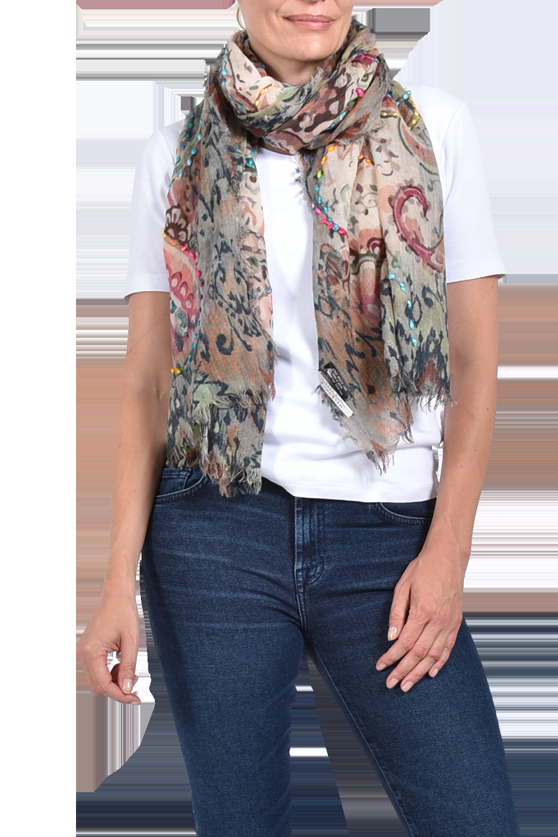 MEL&DAVIS Bestickter Wollschal mit Paisleymuster von MEL&DAVIS Sonderangebot der Fabrik