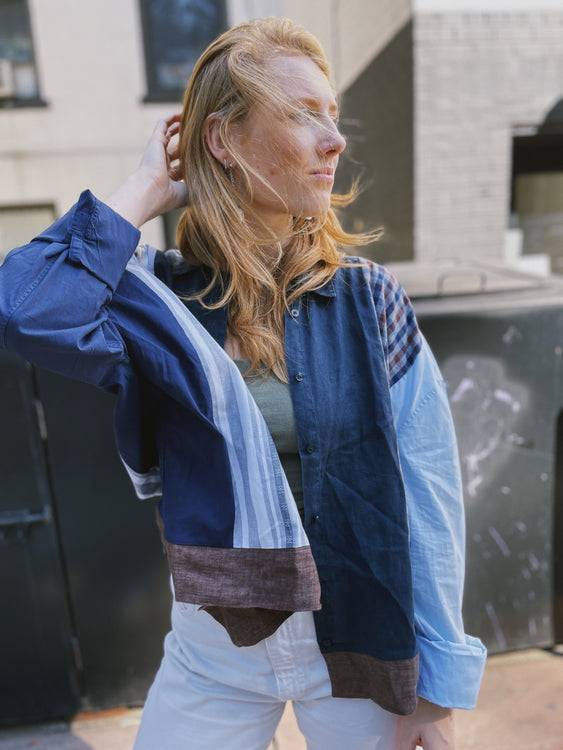Nonoi Studio Blouson // Blau + Braun // Onesize Heißer Verkauf