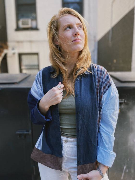 Nonoi Studio Blouson // Blau + Braun // Onesize Heißer Verkauf