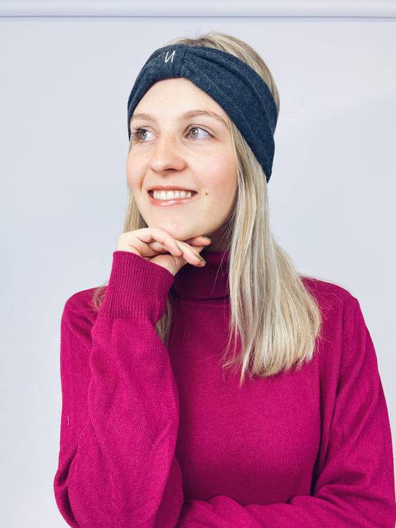 Nonoi Studio STIRNBAND "GLIO" DUNKELGRAU // WOLLE Auslauf