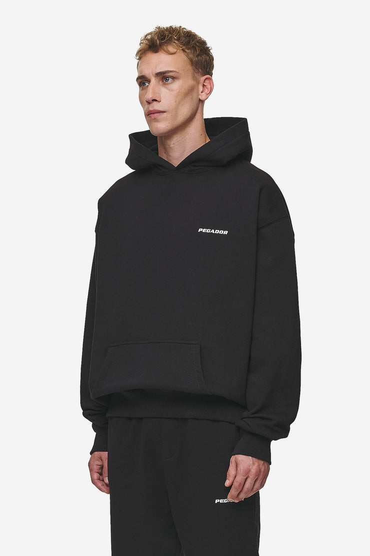 ﻿Pegador Logo Oversized Hoodie Washed Black Begrenztes Angebot