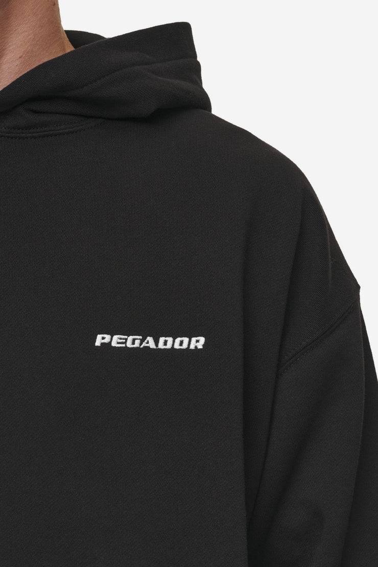 ﻿Pegador Logo Oversized Hoodie Washed Black Begrenztes Angebot
