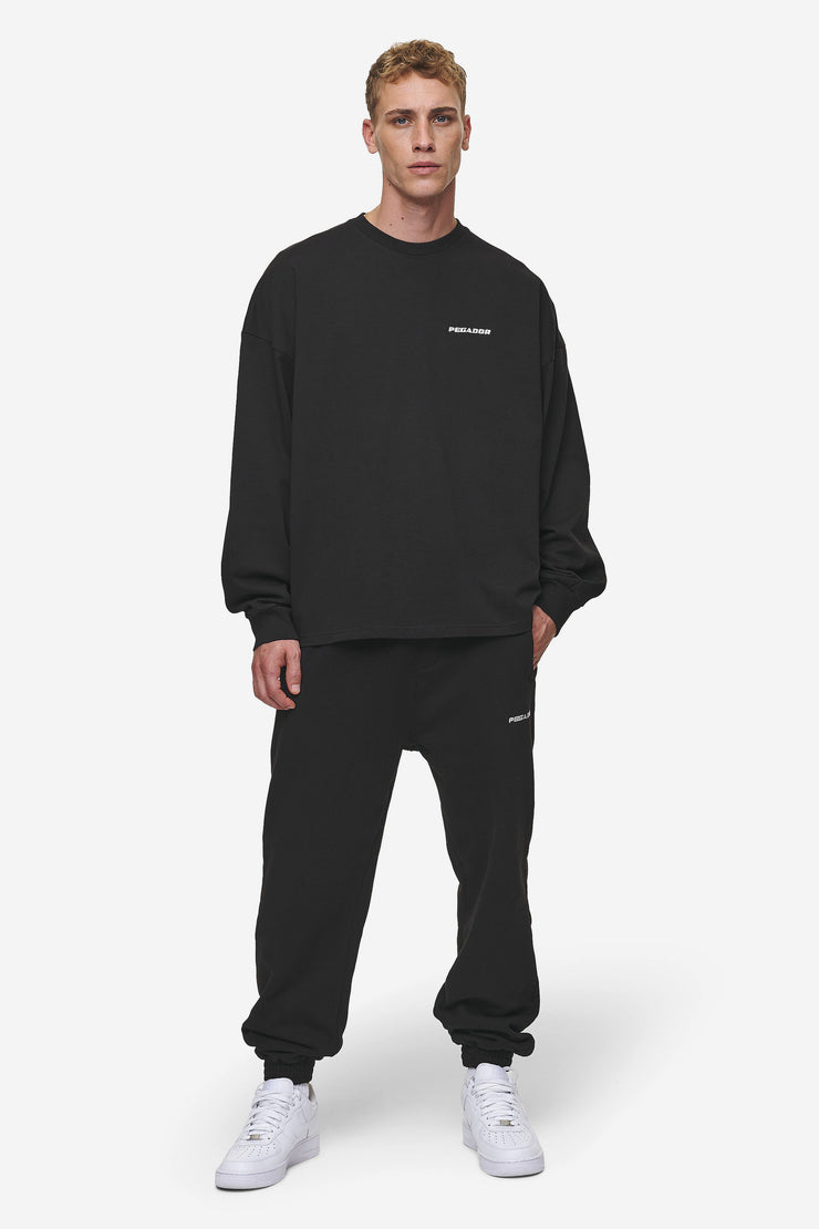 Pegador Rusk Logo Oversized Longsleeve Washed Black Cyber Monday