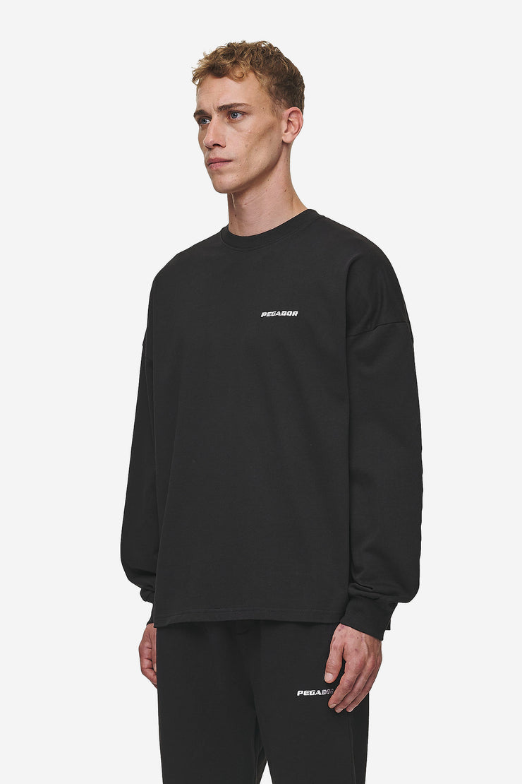 Pegador Rusk Logo Oversized Longsleeve Washed Black Cyber Monday