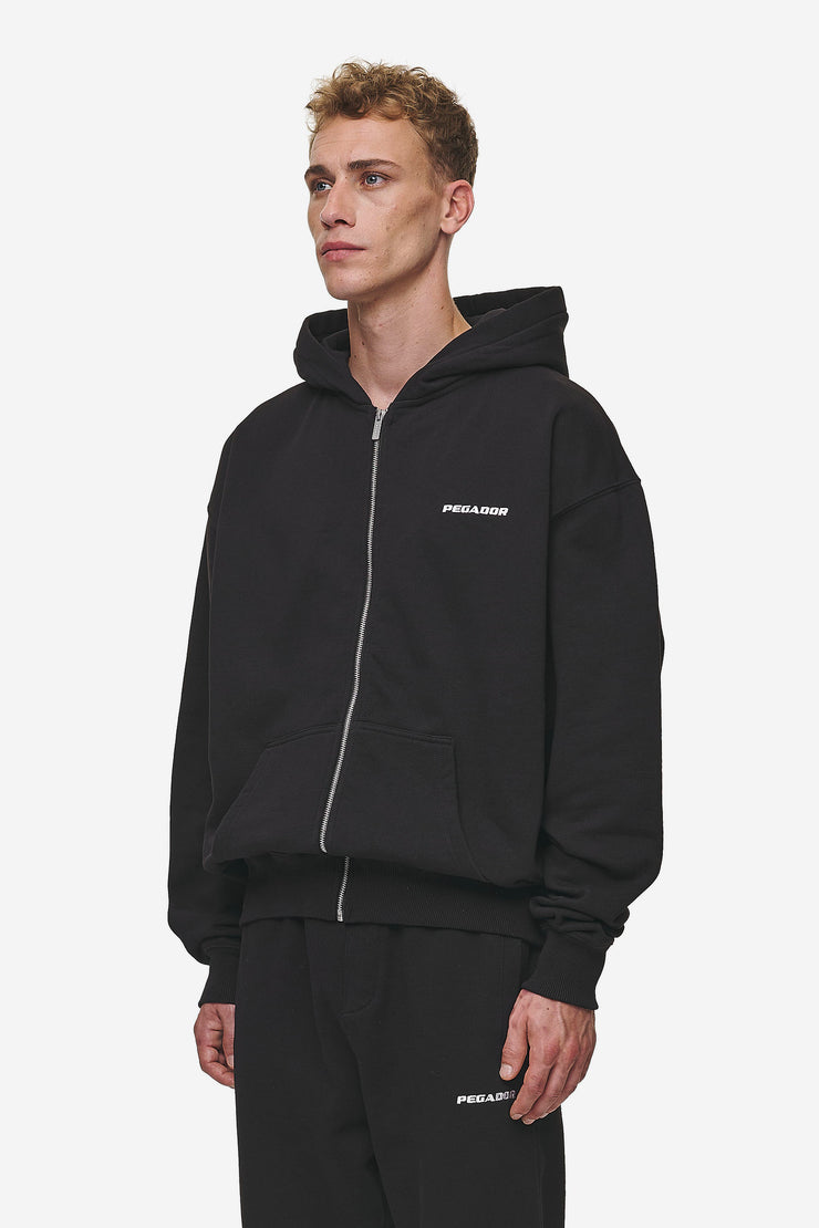 Pegador Logo Oversized Sweat Jacket Washed Black Weihnachtsangebot