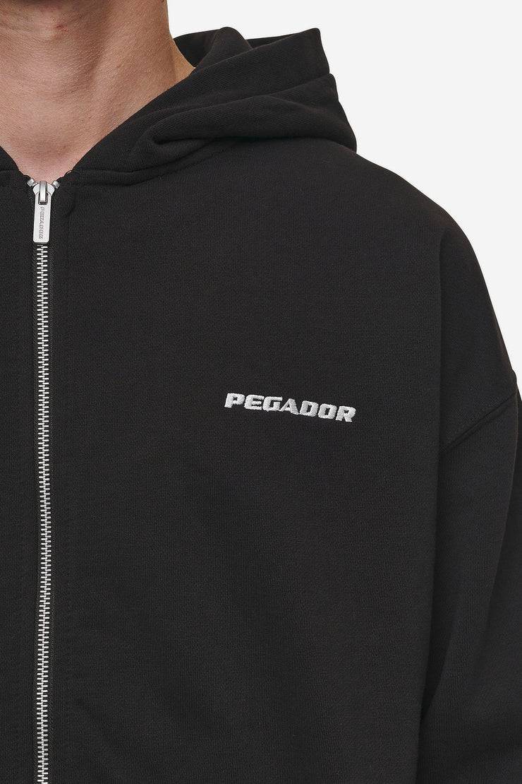 Pegador Logo Oversized Sweat Jacket Washed Black Weihnachtsangebot