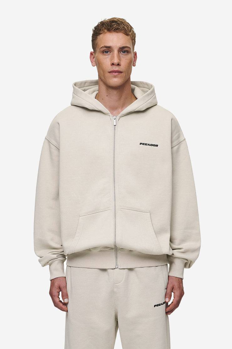 Pegador Logo Oversized Sweat Jacket Washed Light Beige Neueste Mode