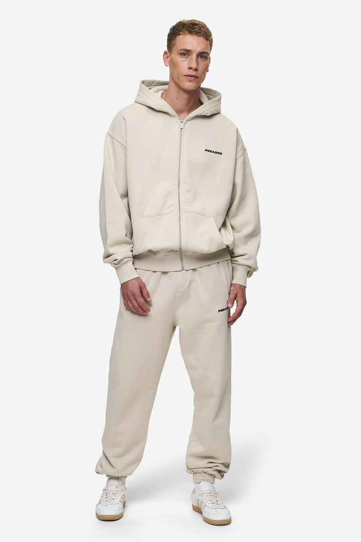 Pegador Logo Oversized Sweat Jacket Washed Light Beige Neueste Mode