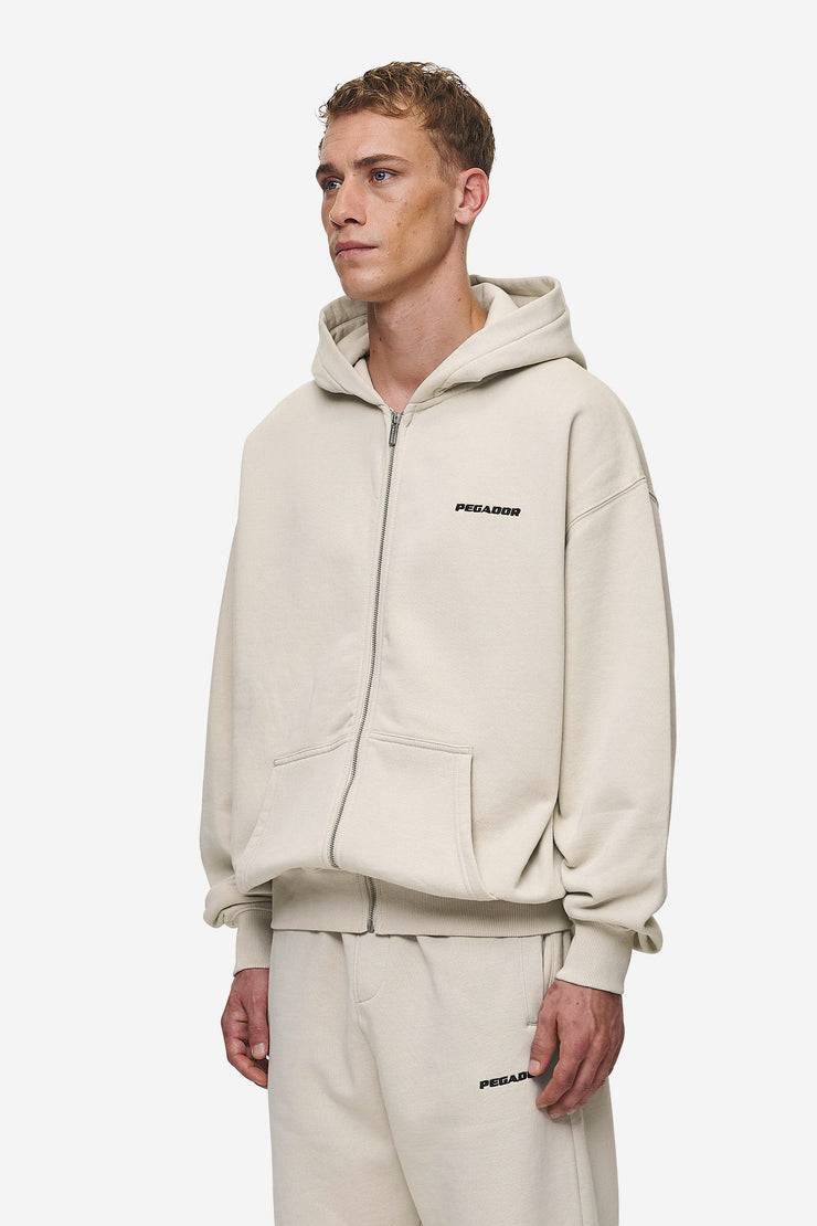 Pegador Logo Oversized Sweat Jacket Washed Light Beige Neueste Mode
