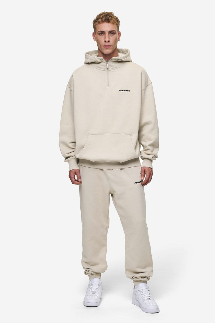 Pegador Logo Oversized Halfzip Hoodie Washed Light Beige Online Outlet