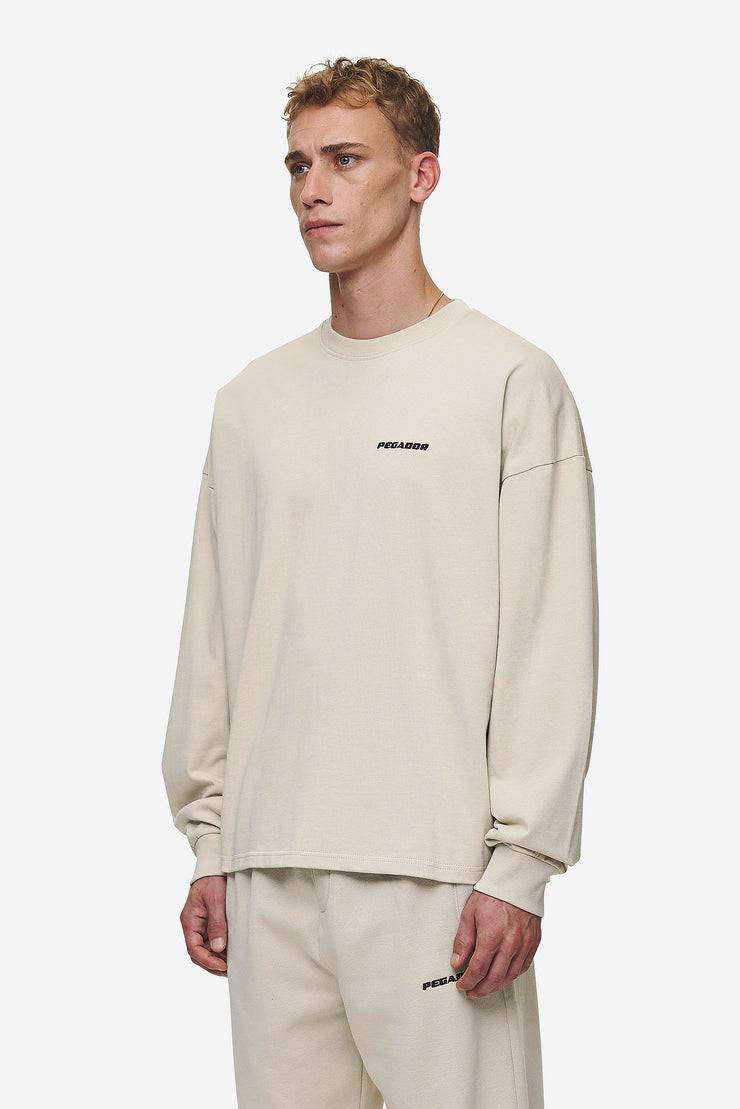 Pegador Rusk Logo Oversized Longsleeve Washed Light Beige Zeitlich begrenztes Angebot