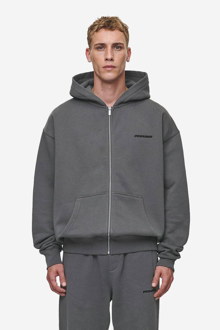 Pegador Logo Oversized Sweat Jacket Washed Anthracite Bestseller