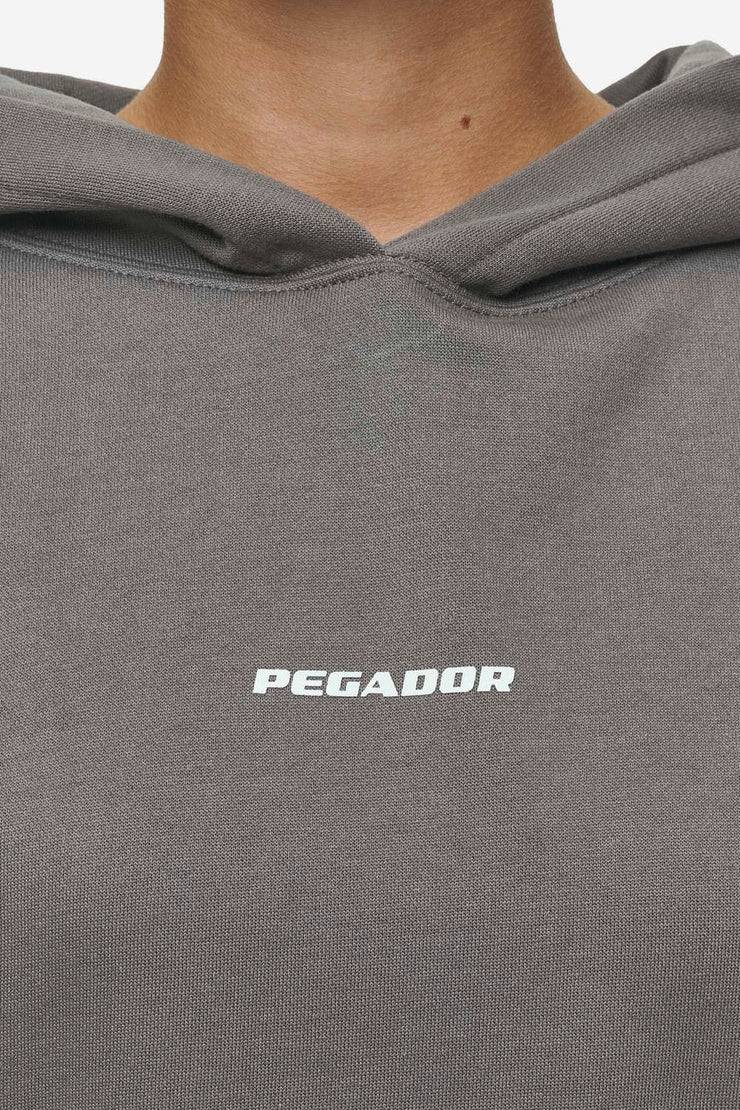 Pegador Clarita Logo Oversized Hoodie Washed Deep Grey White Gum Speichern exportieren