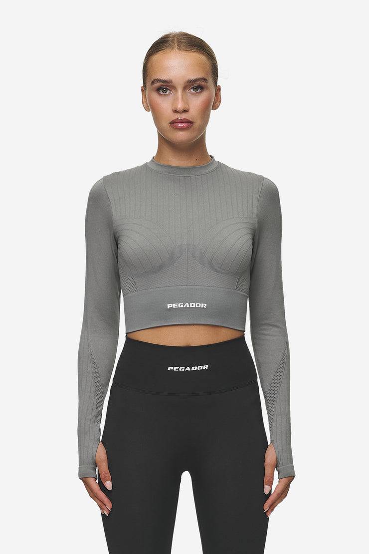 Pegador Telly Rib Longsleeve Washed Deep Grey Im Verkauf