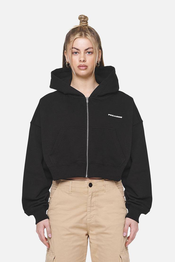 Pegador Marla Cropped Zip Hoodie Black White Gum Auslauf