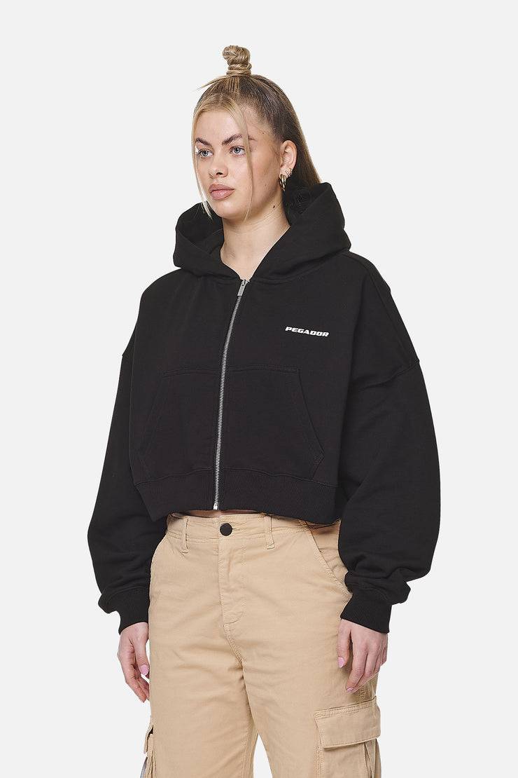 Pegador Marla Cropped Zip Hoodie Black White Gum Auslauf