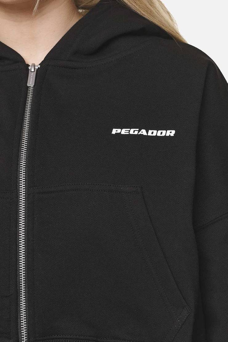 Pegador Marla Cropped Zip Hoodie Black White Gum Auslauf