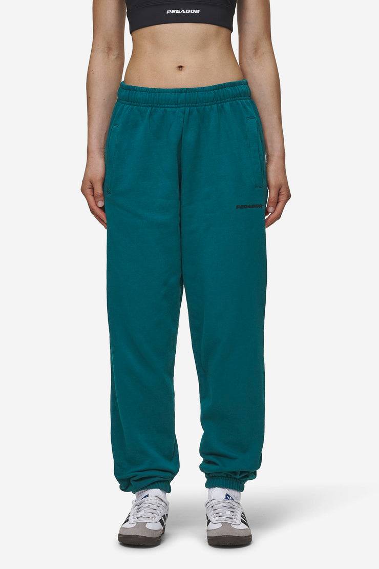Pegador Villa High Waisted Sweat Pants Washed Urban Turquoise Black Gum Rabatt