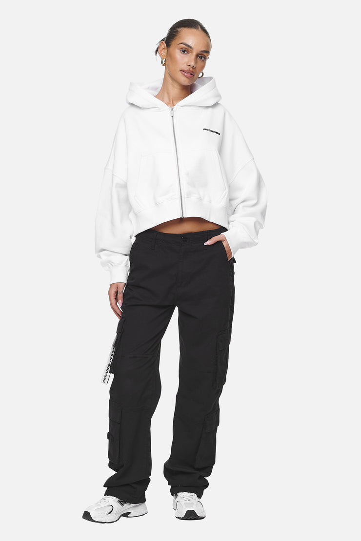 Pegador Marla Cropped Zip Hoodie White Black Gum Günstig kaufen