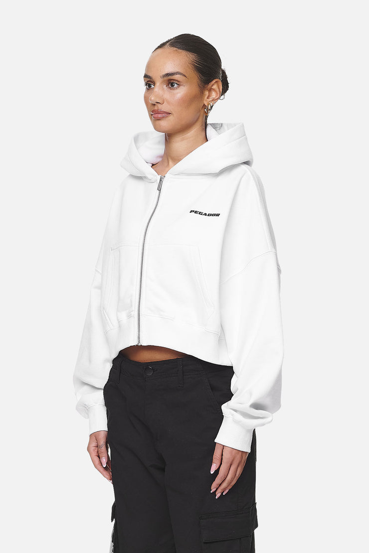 Pegador Marla Cropped Zip Hoodie White Black Gum Günstig kaufen