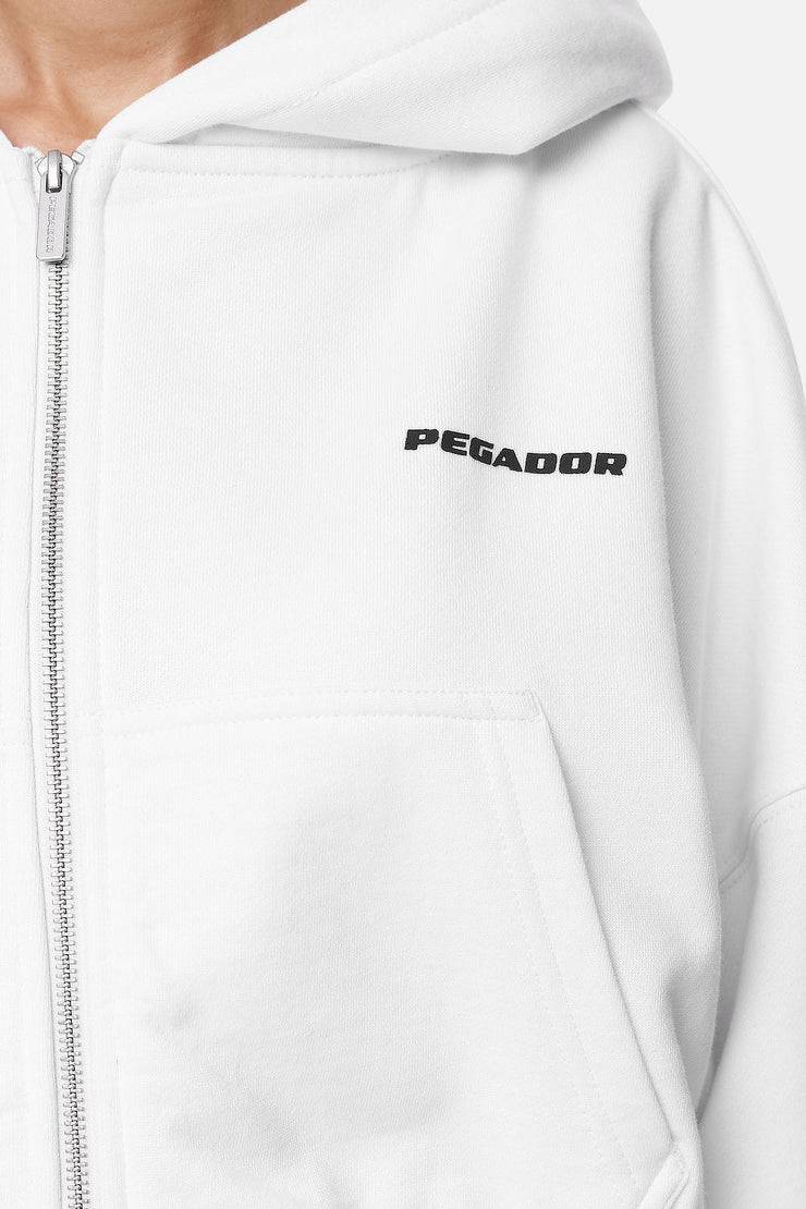 Pegador Marla Cropped Zip Hoodie White Black Gum Günstig kaufen