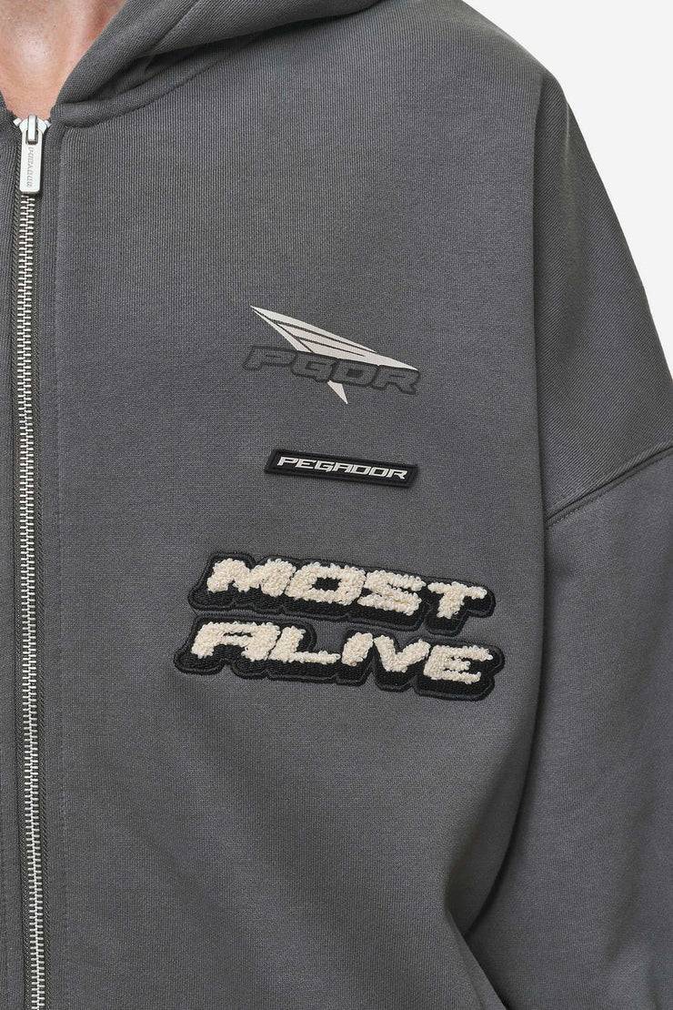 Pegador Hogan Boxy Sweat Jacket Washed Anthracite Blitzangebot