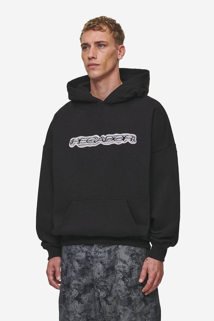 Pegador Baxter Boxy Hoodie Washed Black Räumungsverkauf