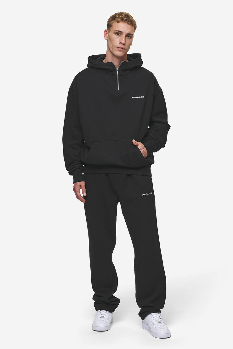 Pegador Logo Oversized Halfzip Hoodie Washed Black Kostenlose Rückgabe