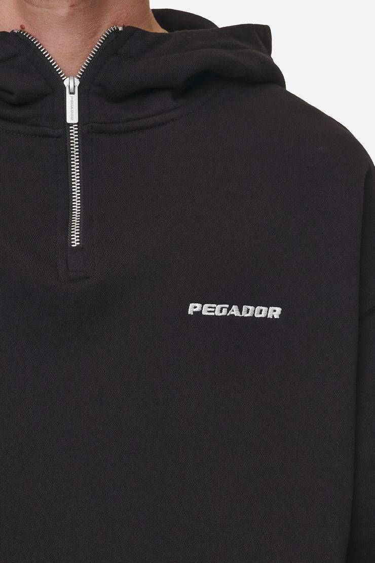 Pegador Logo Oversized Halfzip Hoodie Washed Black Kostenlose Rückgabe