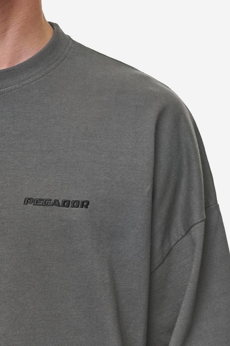 Pegador Rusk Logo Oversized Longsleeve Washed Anthracite Begrenzte Freigabe