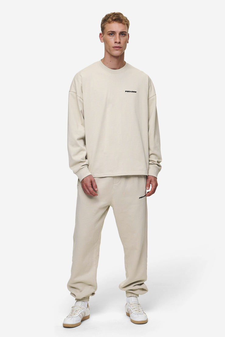 Pegador Rusk Logo Oversized Longsleeve Washed Light Beige Letzte 3 Tage