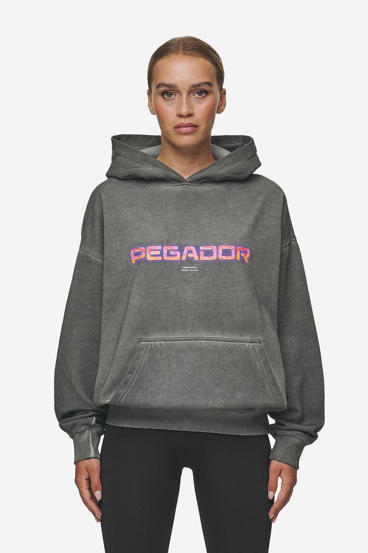 Pegador Lui Sprayed Oversized Hoodie Oil Dyed Deep Grey Fabrikladen