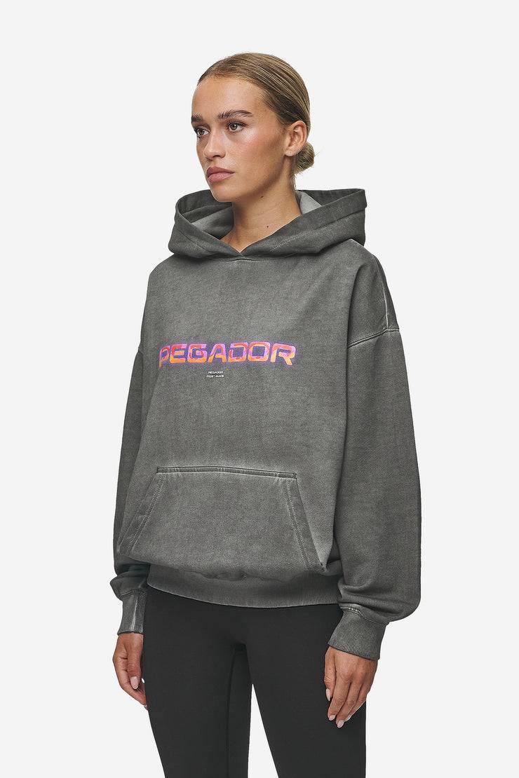 Pegador Lui Sprayed Oversized Hoodie Oil Dyed Deep Grey Fabrikladen