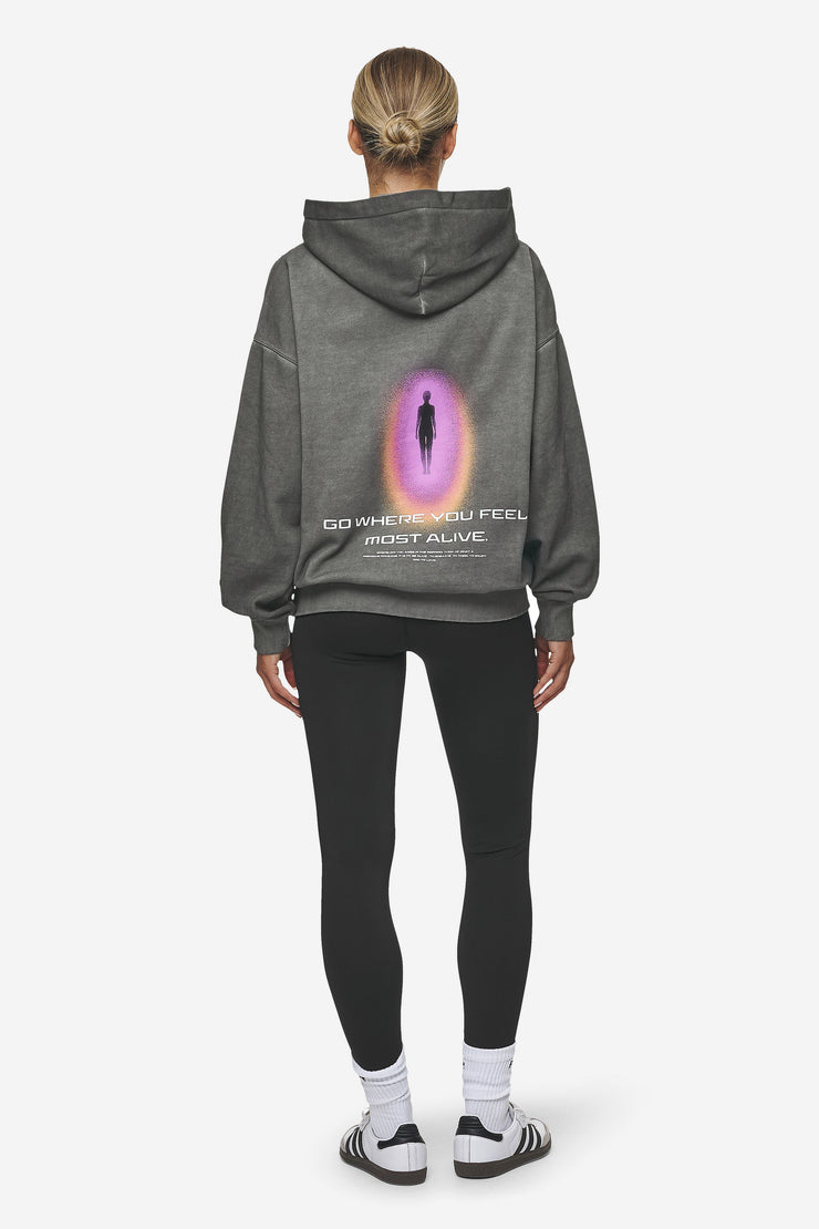 Pegador Lui Sprayed Oversized Hoodie Oil Dyed Deep Grey Fabrikladen