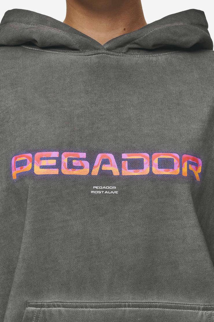 Pegador Lui Sprayed Oversized Hoodie Oil Dyed Deep Grey Fabrikladen