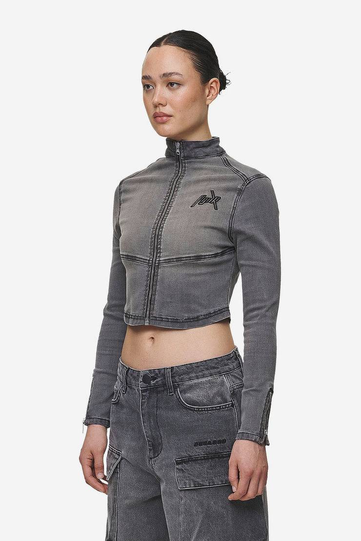 Pegador Elly Denim Biker Jacket Washed Deep Grey Valentinstagsangebot
