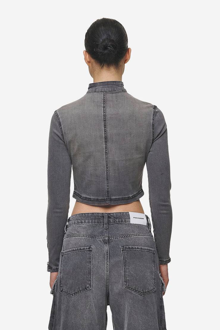Pegador Elly Denim Biker Jacket Washed Deep Grey Valentinstagsangebot