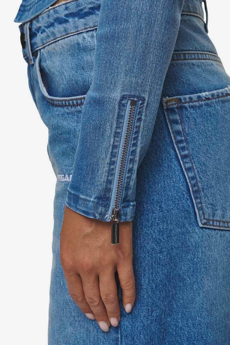 Pegador Elly Denim Biker Jacket Washed Blue Jubiläumsangebot