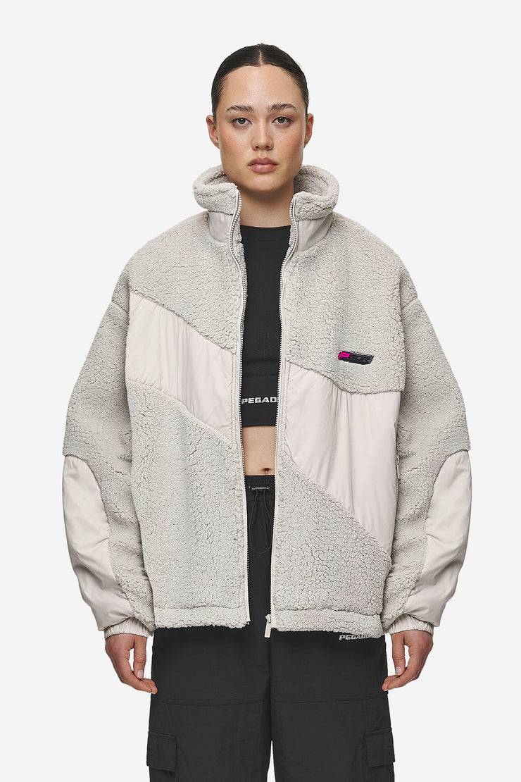 Pegador Risa Teddy Fabric Mix Jacket Moon Grey Zeitlich begrenztes Angebot