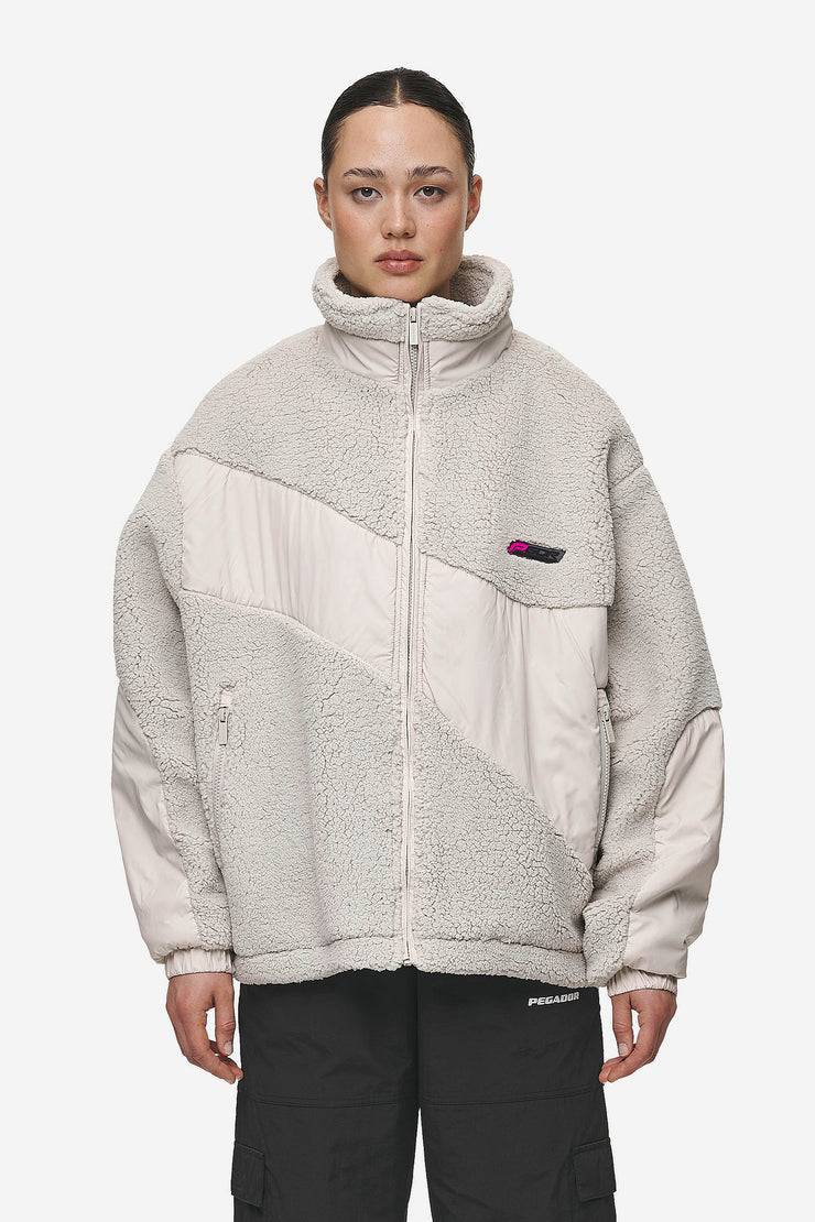 Pegador Risa Teddy Fabric Mix Jacket Moon Grey Zeitlich begrenztes Angebot