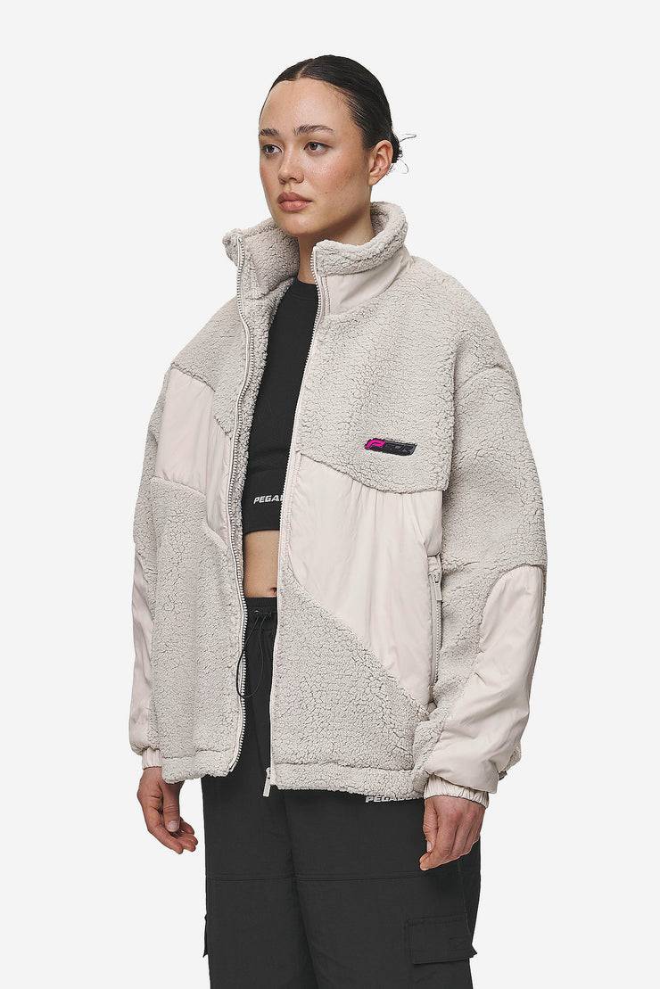 Pegador Risa Teddy Fabric Mix Jacket Moon Grey Zeitlich begrenztes Angebot