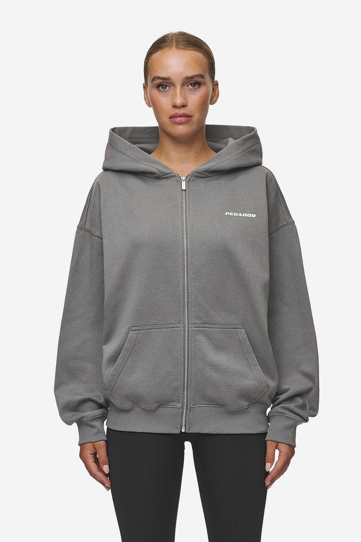Pegador Ramira Oversized Sweat Jacket Washed Deep Grey White Neuheiten