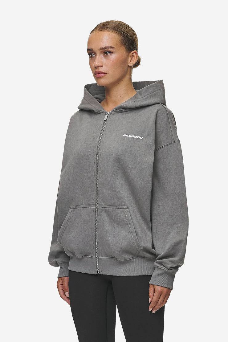 Pegador Ramira Oversized Sweat Jacket Washed Deep Grey White Neuheiten