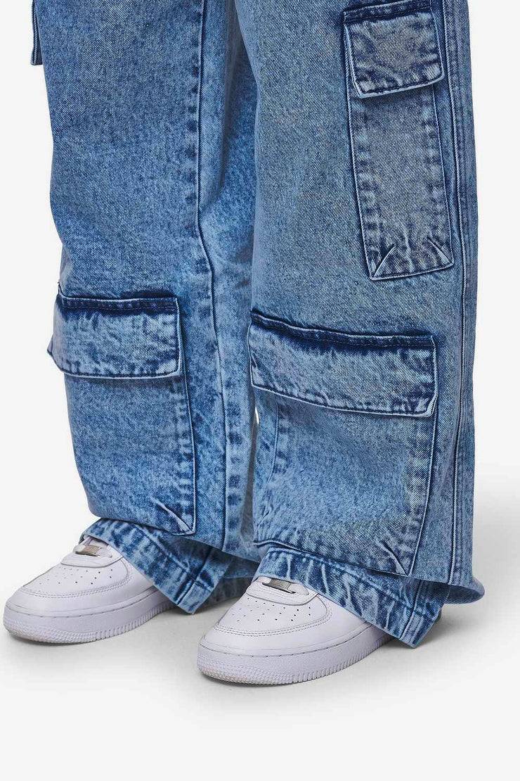 Pegador Leli High Waist Cargo Jeans Washed Denim Blue 50% Rabatt mit kostenlosem Versand