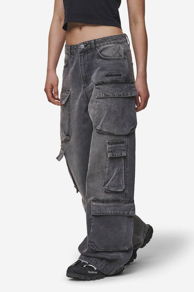 Pegador Leli High Waist Cargo Jeans Washed Deep Grey Clearance-Verkauf