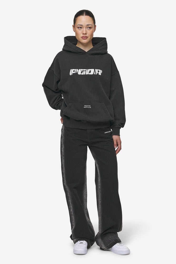Pegador Gina Sprayed Wide Leg Jeans Washed Black White Kostenloser Versand international