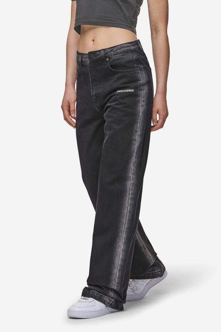 Pegador Gina Sprayed Wide Leg Jeans Washed Black White Kostenloser Versand international