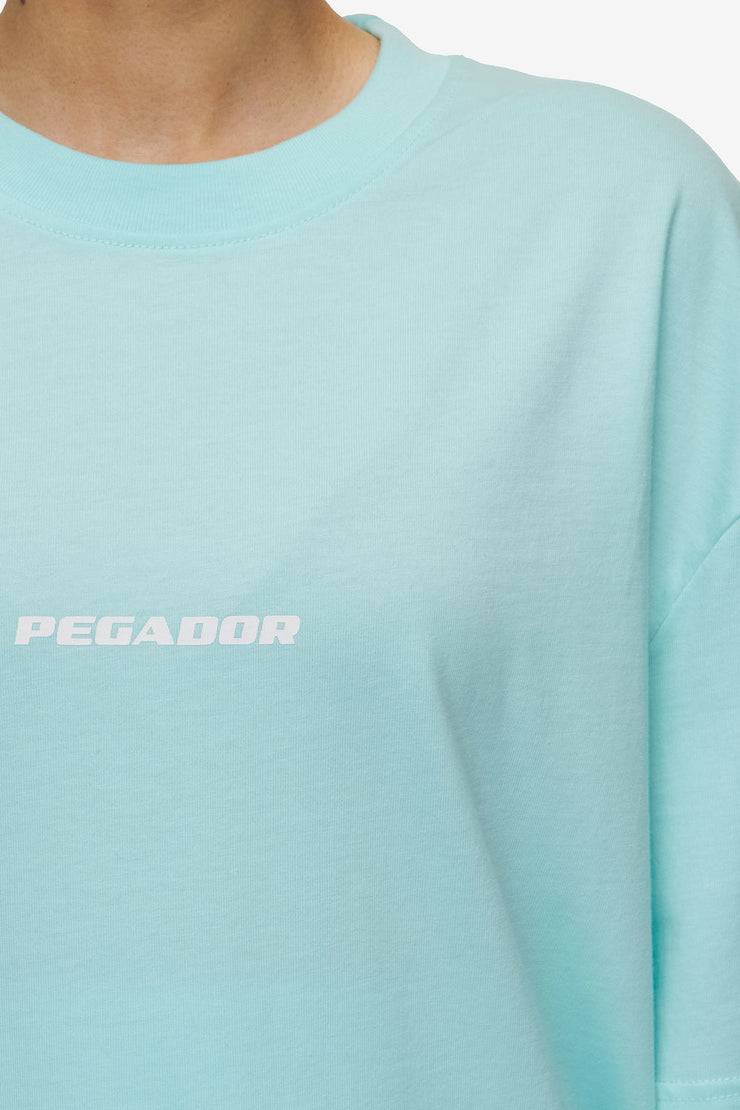 Pegador Colne Logo Oversized Tee Washed Sky Blue White Hotsell